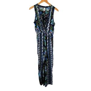 New RAGA Womens Floral Printed Sleeveless Jumpsuit Blue Multi Size XS NWT
